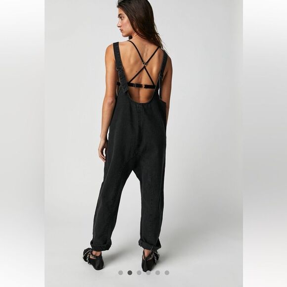 Free People Black Denim Overalls - Picture 2 of 7